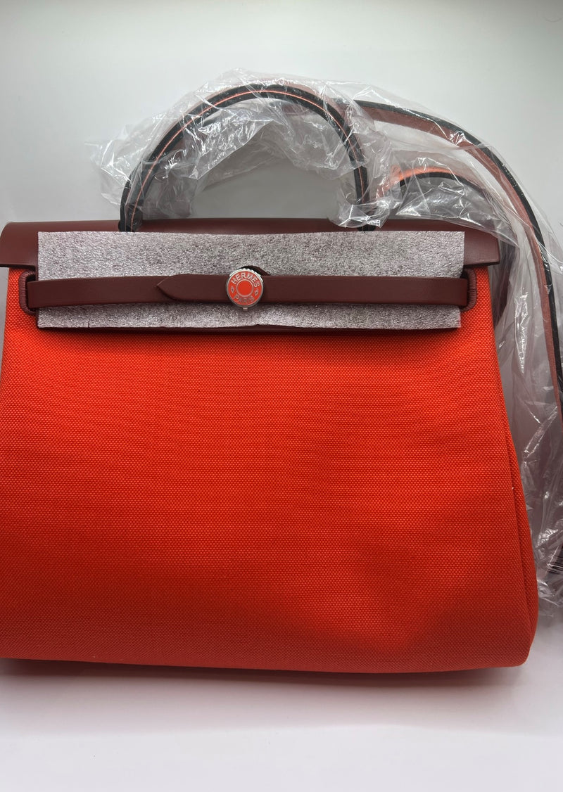 Hermès Herbag Backpack in Orange Mecano & Rouge H - FULL SET - AEC1070
